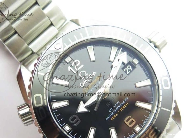 0217 Planet Ocean 39.5mm Black Ceramic Bezel SS VSF 1:1 Best Edition Black Dial on SS Bracelet A Stretchable 7890